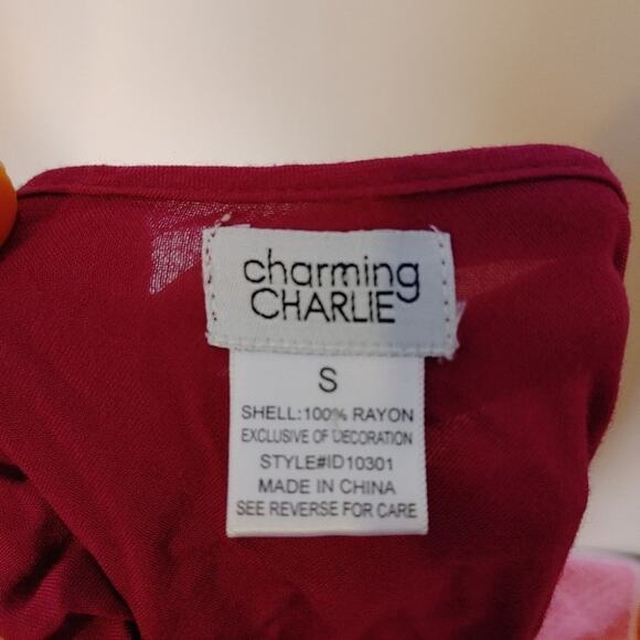 Charming Charlie Size Small Purple Grey Gray Blouse Embroidered Flowy Chic Boho - Picture 10 of 14